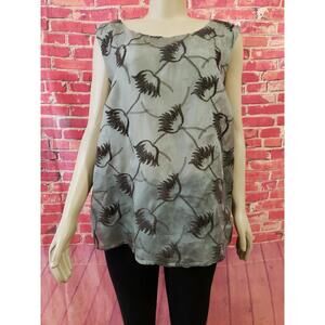 TAMOTSU New York Silk Sleeveless Green Embroidered Women's Top Blouse Sz XL? #1